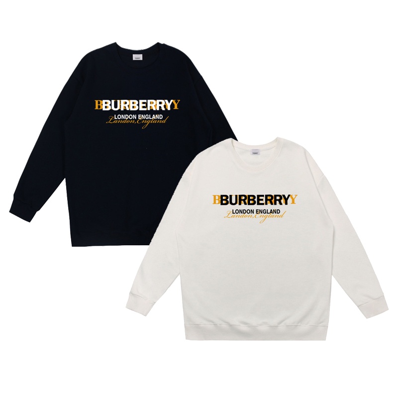 Áo sweater cotton cổ tròn in họa tiết BURBERRY thời trang unisex