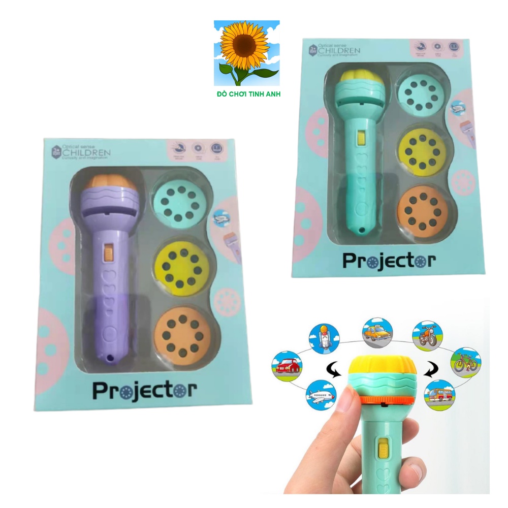 Đèn pin chiếu 80 hình ảnh động vật siêu nhân hoạt hình sinh động cho bé