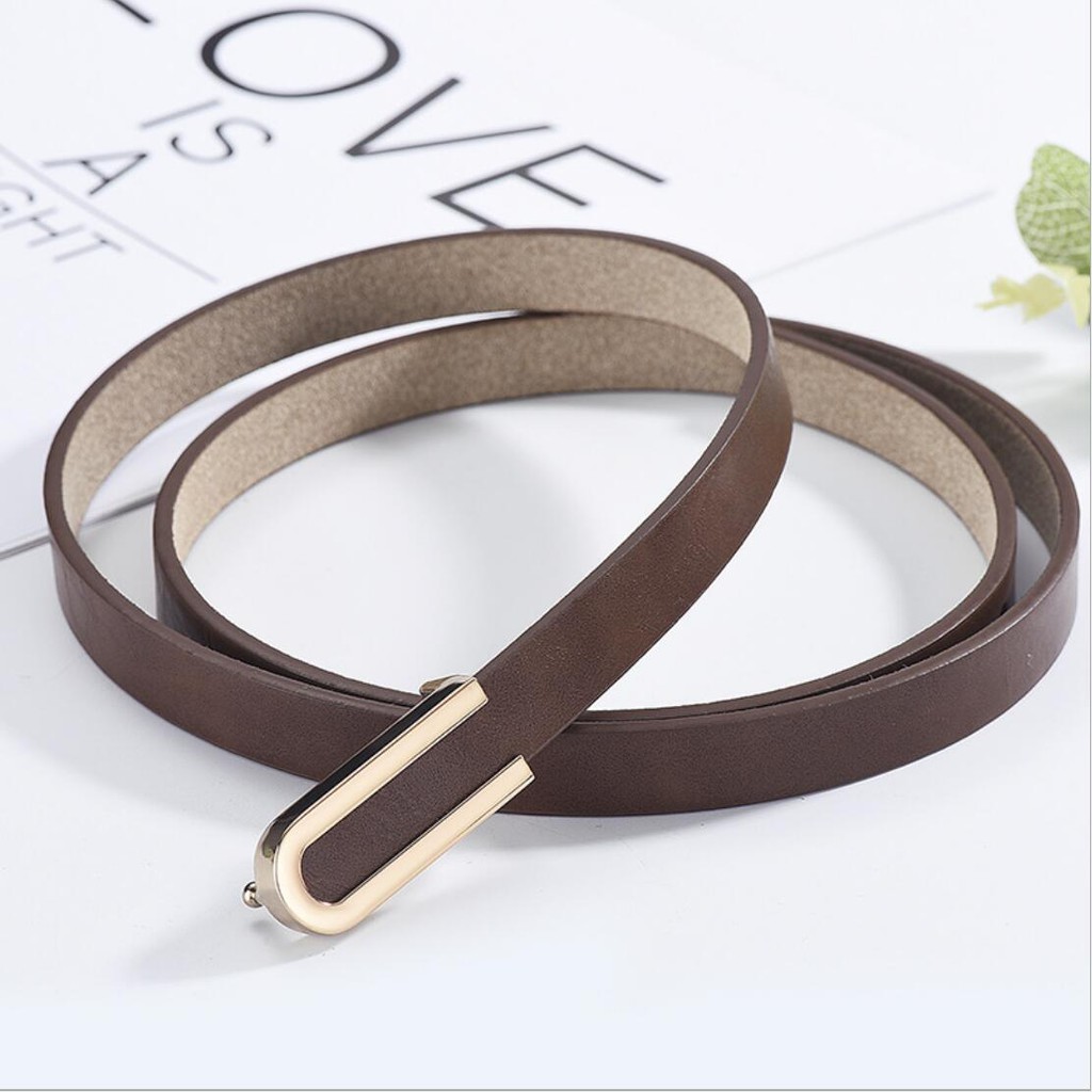 Thắt lưng mỏng thời trang khóa hình chữ U màu vàng mặc đầm & váy cho nữ