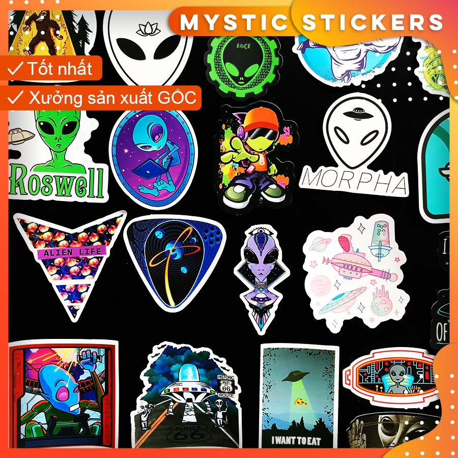 [ALIEN-UFO] 50 Sticker chống nước/ trang trí, set mix ,dán xe laptop mũ bảo hiểm vali...