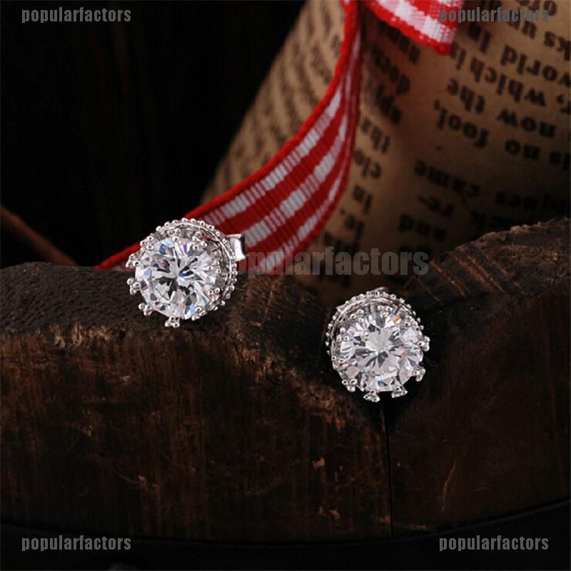 Khuyên Tai Tròn Mạ Bạc Đính Đá Zircon