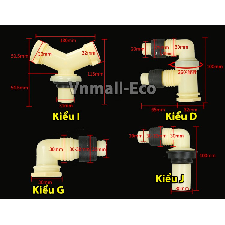 Phụ kiện cút nối thoát nước chống tràn, cút chia thoát sàn máy giặt, cút nối chữ Y