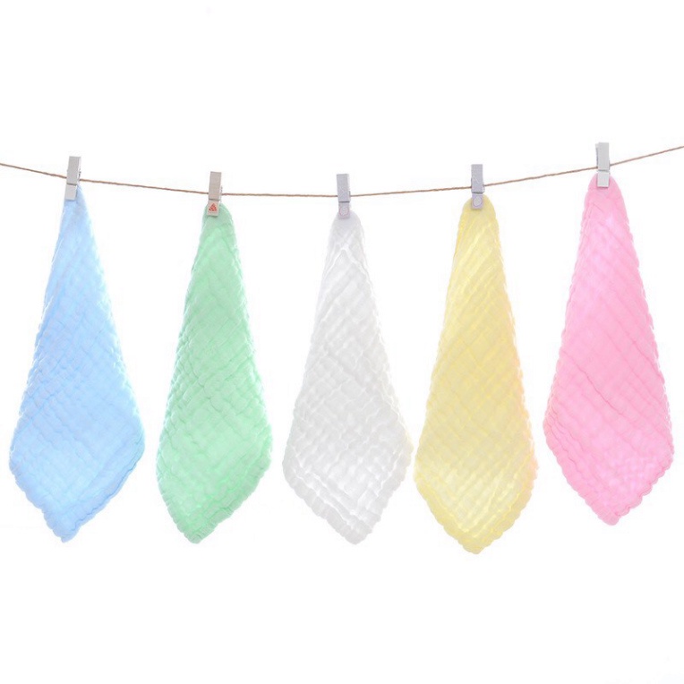 Khăn mặt xô 6 lớp cho bé - Khăn sữa cho bé 6 lớp màu trơn dày dặn