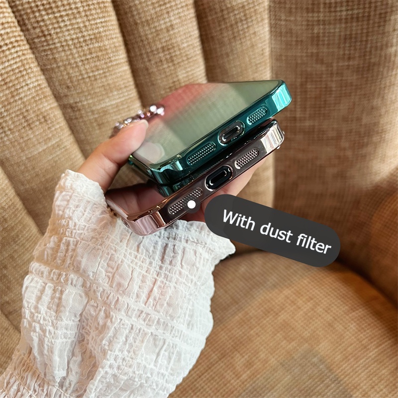 Ốp Điện Thoại Cứng Trong Suốt Mạ Điện Màu Gradient Chống Sốc Chống Bụi Cho iPhone 12 13 Pro Max