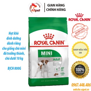 Thức ăn cho chó Royal Canin Mini Adult giống mini túi 800g, hạt cho chó mini đã trưởng thành, Đồ ăn cho chó Royal.