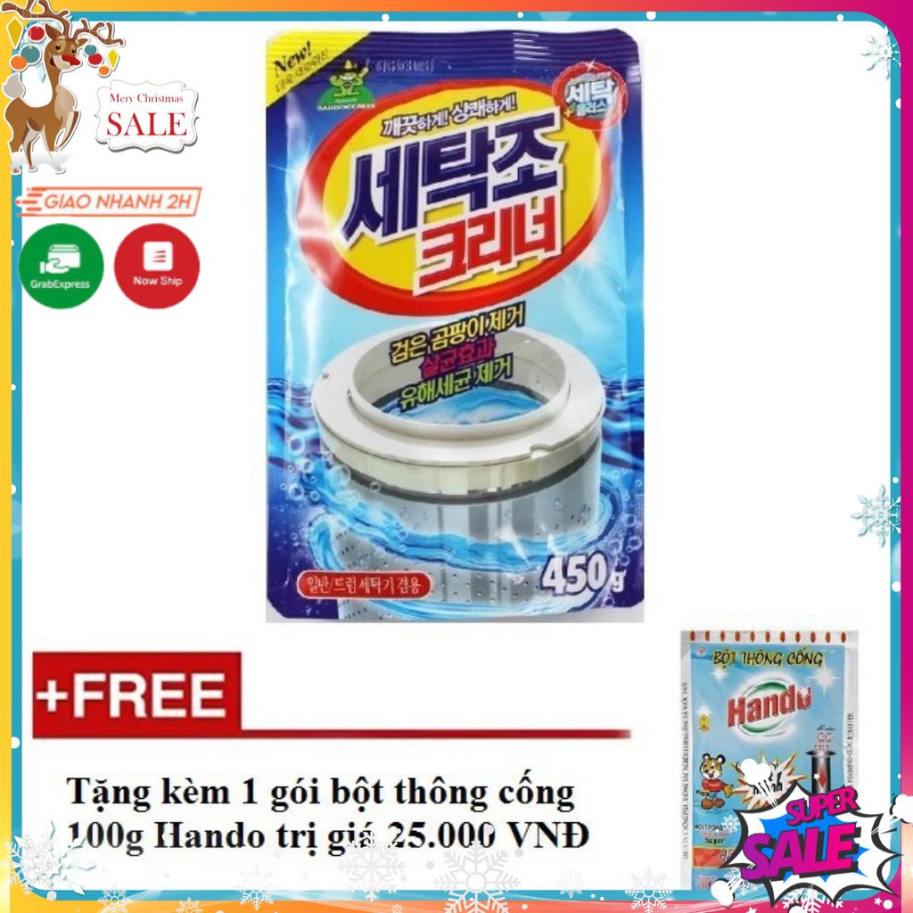 Bột vệ sinh lồng máy giặt Hàn Quốc sandokkaebi korea 450g tặng bột thông cống