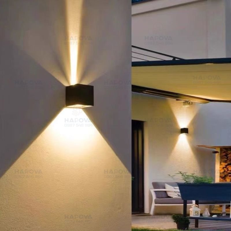 Đèn gắn tường, đèn hắt 2 đầu ngoài trời chống nước HAPOVA GHIVIS 5001