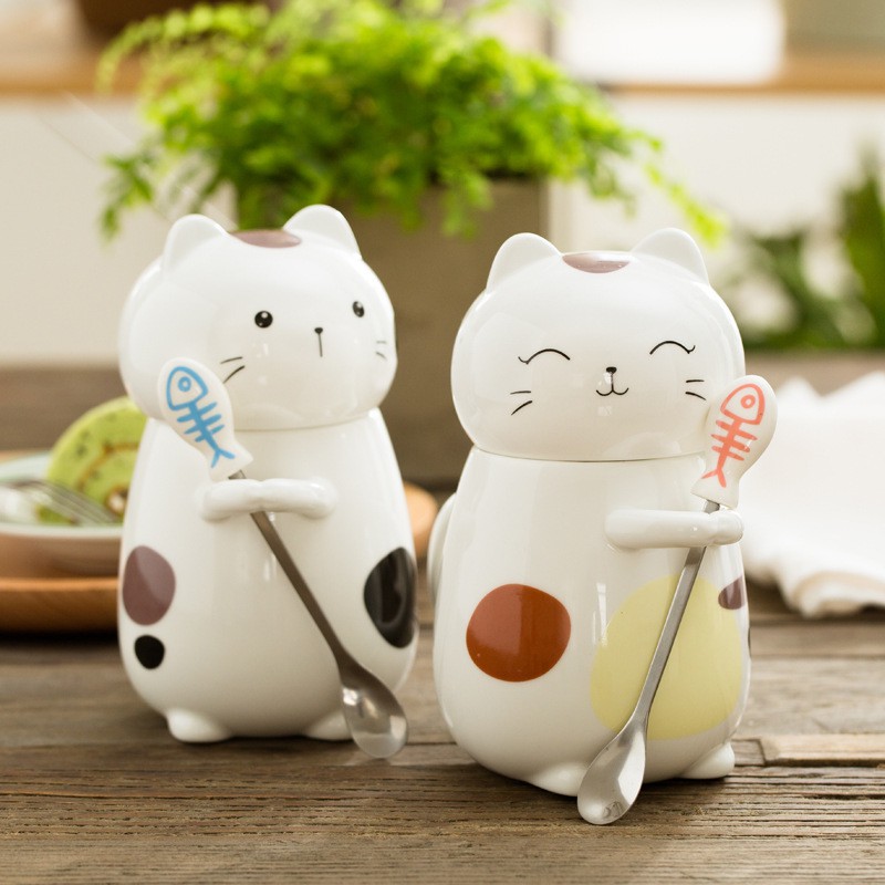 Ly Sứ Có Nắp Mèo Con Dễ Thương