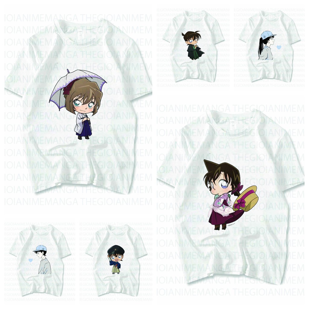 Áo thun phông trắng in hình DETECTIVE CONAN THÁM TỬ LỪNG DANH anime chibi xinh xắn dễ thương