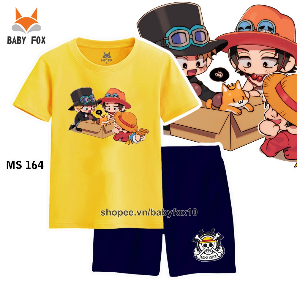 Bộ bé trai size nhí, trung, đại 100% cotton loại tốt, thương hiệu BABY FOX, One Piece, Luffy, Zoro n