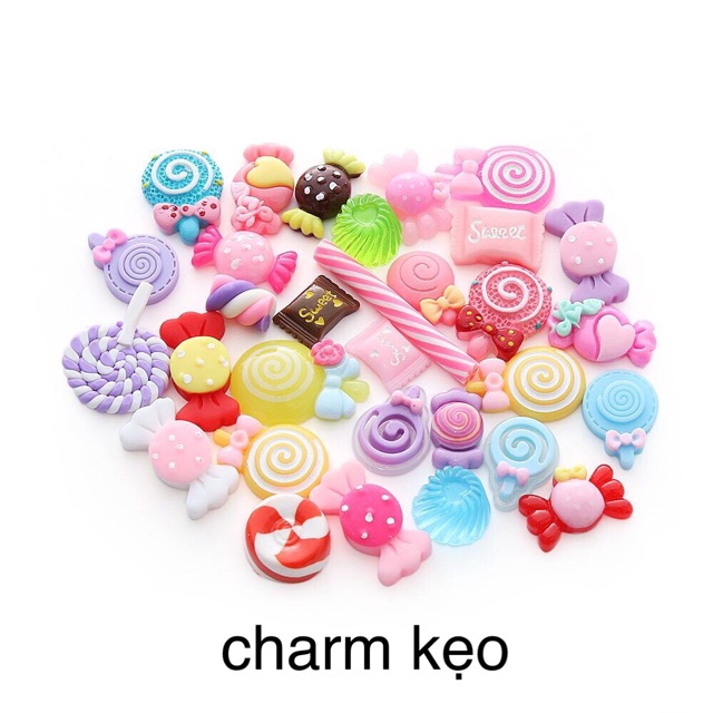 set 50 charm bánh kẹo trang trí slime