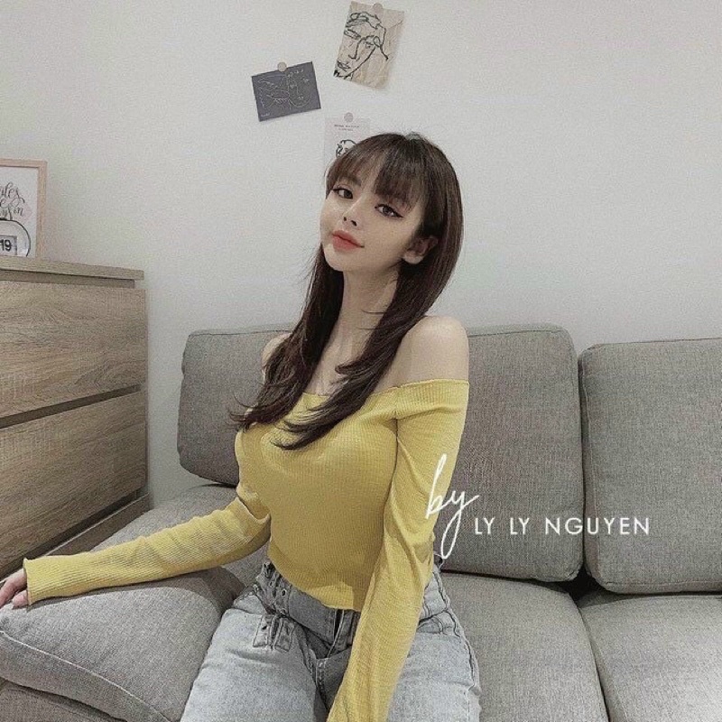Áo thun nữ vạt bầu tay ngắn nút tim xinh xắn