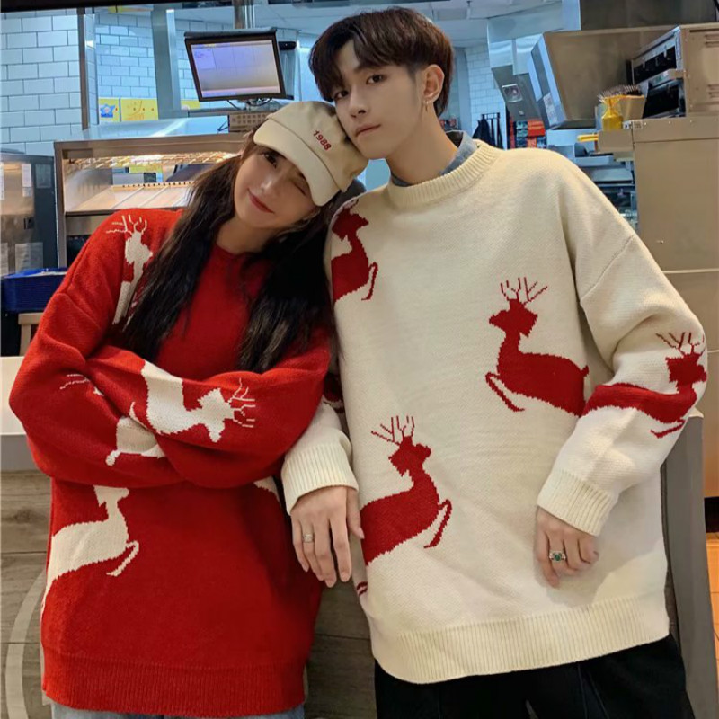 Áo Sweater Tay Dài In Hình Nai Giáng Sinh Thời Trang Cho Nam Và Nữ