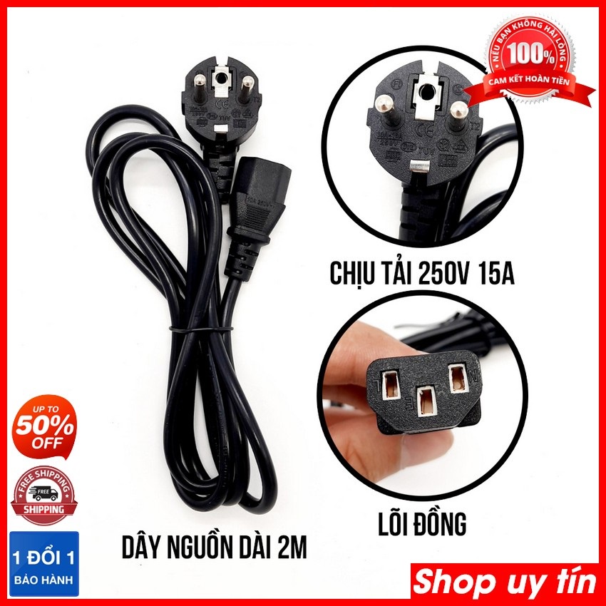 Dây nguồn cho máy tính bàn PC, máy in, nồi cơm điện,... dài 1.5m công suất chịu tải lớn