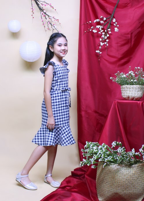 Đầm xoe thời trang Jadiny cho bé gái họa tiết caro