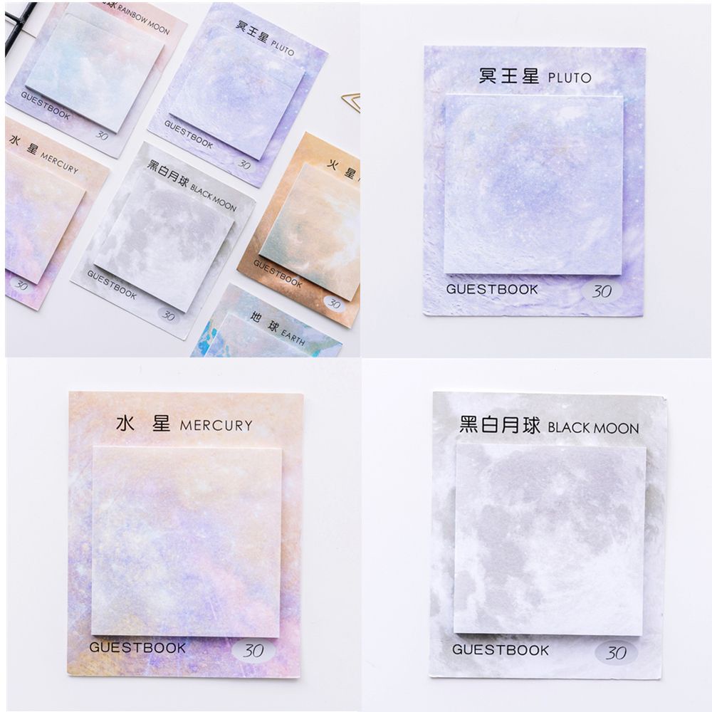 Tập Giấy Ghi Chú Nhiều Màu Sắc Họa Tiết Hành Tinh / Trái Đất / Mặt Trăng / Vũ Trụ Độc Đáo Galaxy