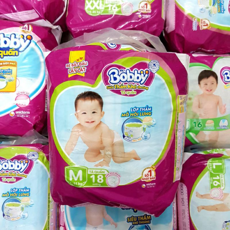 🏰HCM 🏰 Tã quần Bobby gạo non sieu mỏng size M18 / L16 / XL14 / XXL12