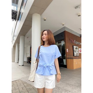 Áo cột nơ trước xanh