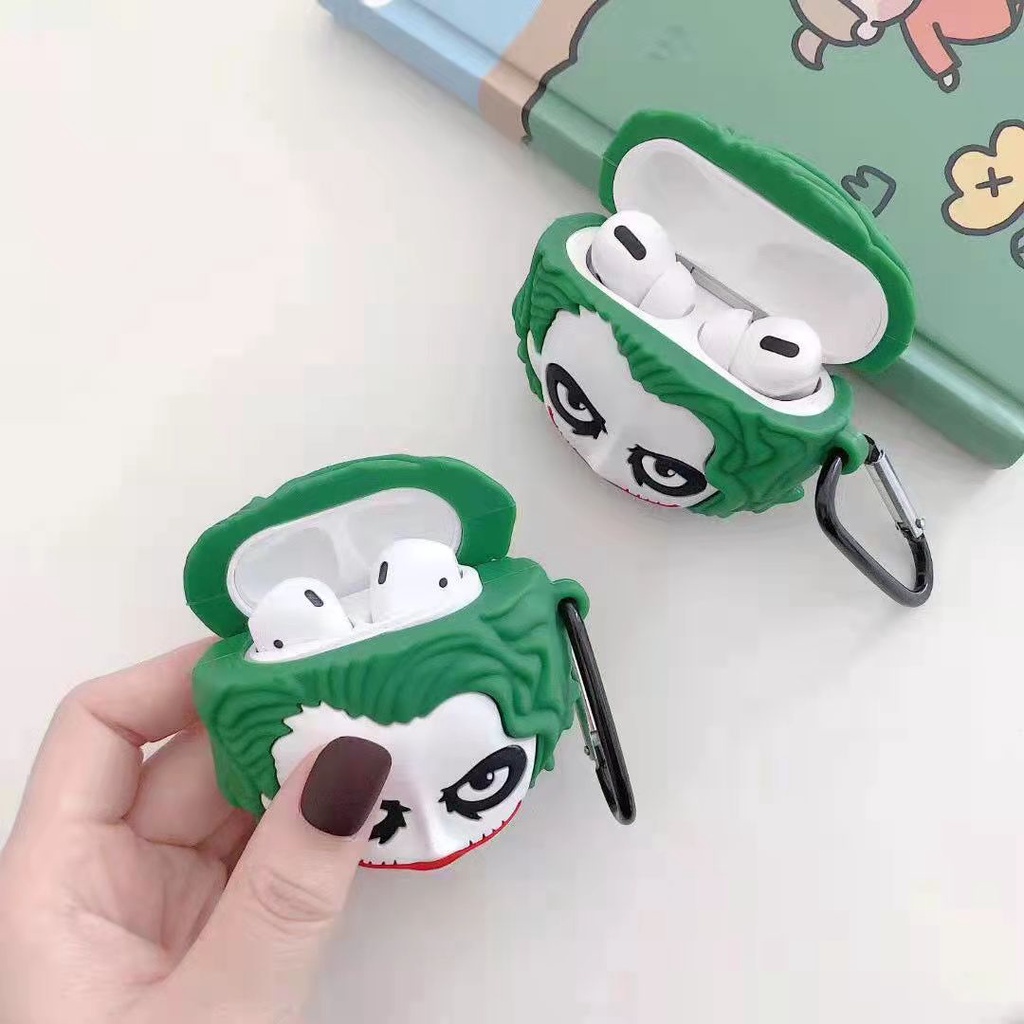 Vỏ Bảo Vệ Hộp Sạc Tai Nghe bluetooth Không Dây Airpods 3/1/2 pro Bằng Silicon Mềm Hình Chú Hề 3D Dễ Thương