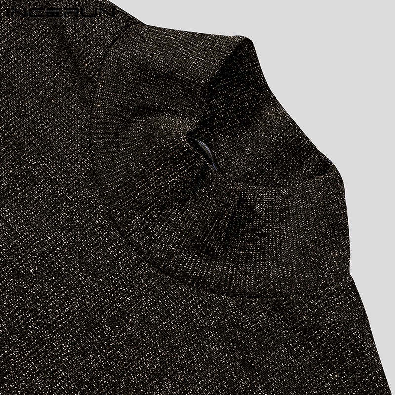 Áo INCERUN cổ rùa không tay màu trơn ánh kim ôm vừa vặn cho nam mặc thường ngày