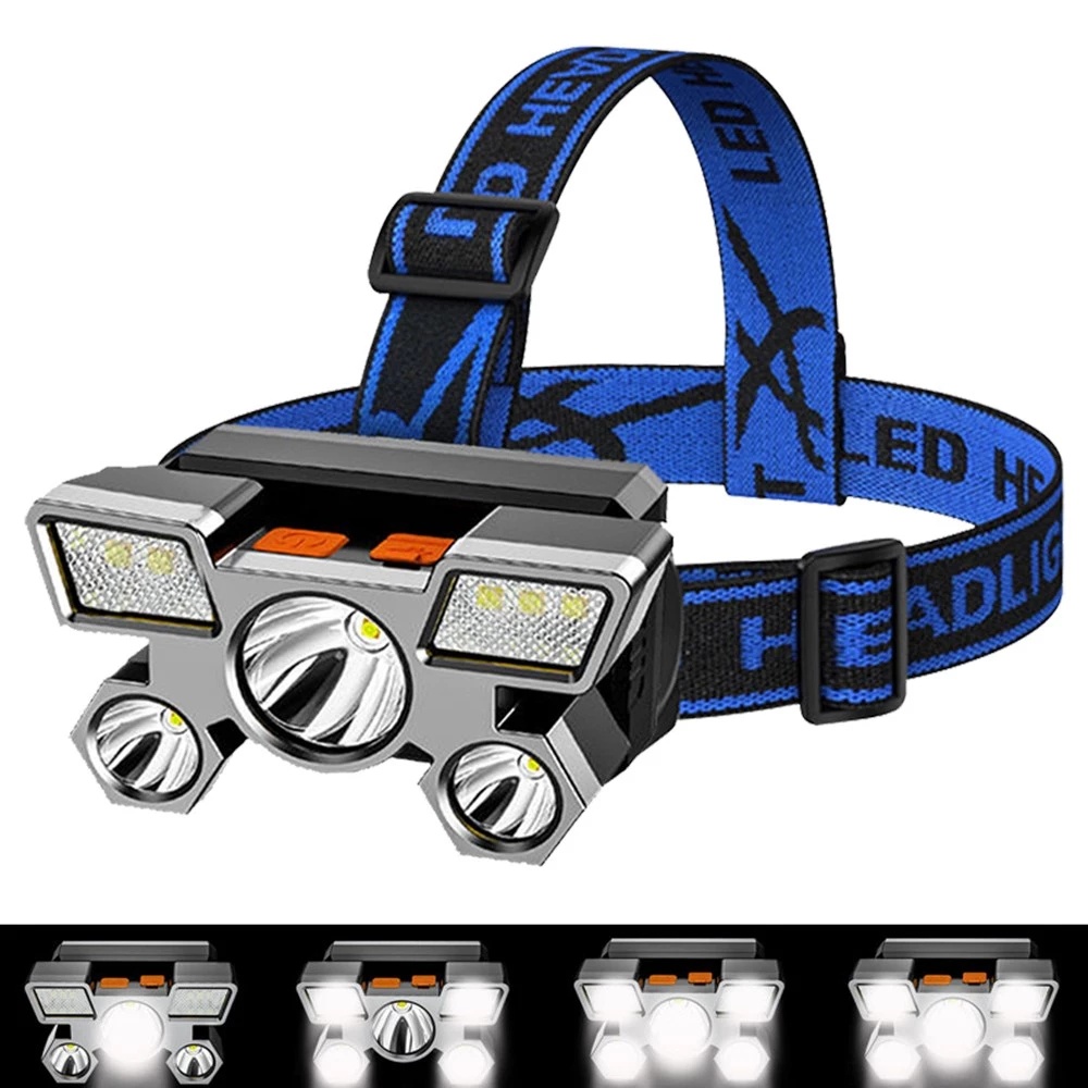 Đèn Pha 5LED Bằng ABS Siêu Sáng Có Thể Sạc Lại Bằng Cổng USB