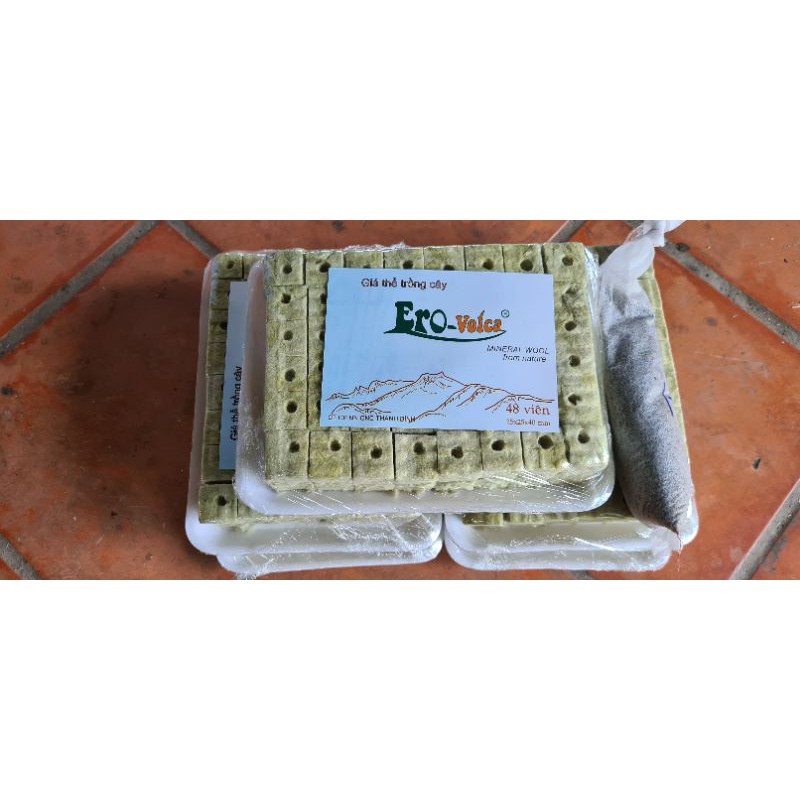 Bộ combo 5 khay giá thể ươm hạt,gieo hạt giống rau chuyên dụng Erovolca 48 + 1 túi dinh dưỡngươm