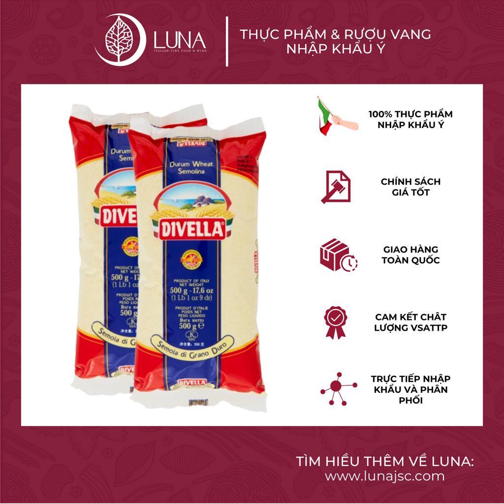 Bột Semolina dạng thô DIVELLA gói 500g chuyên làm bột áo cho pizza/pasta tươi [Bột Semola Chính Hãng]