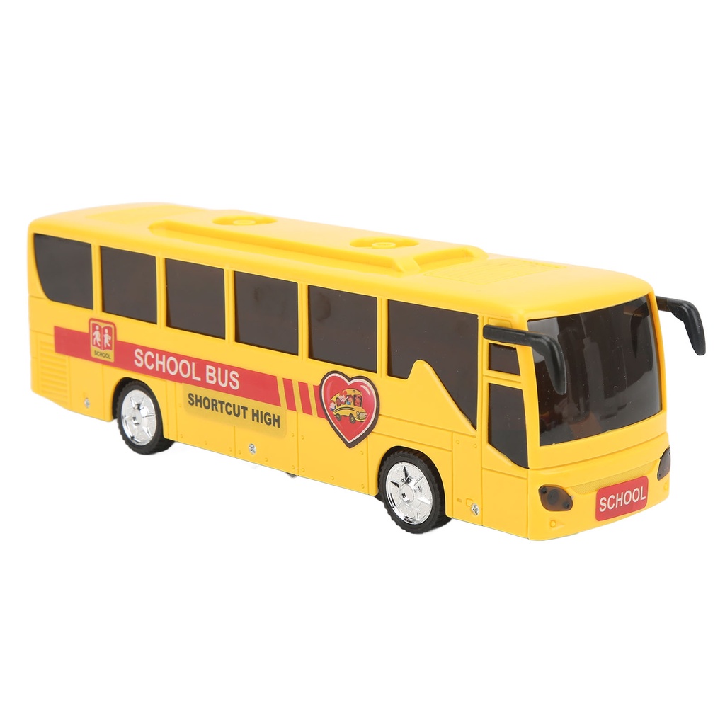 Lithium067 Đồ chơi mô hình xe bus có nhạc và đèn chạy cót bằng kim loại bền bỉ,   Mô hình xe buýt đi học phỏng cao Xe màu vàng nhỏ gọn để làm quà tặng ngày lễ Đồ chơi