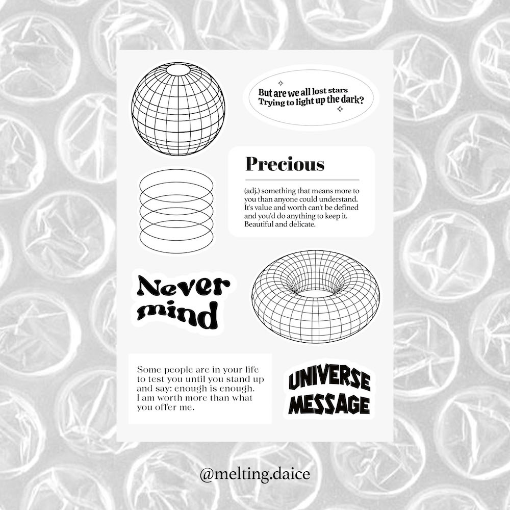 daice || 'universe message' sticker pack - sticker / nhãn dán / decal trong suốt trang trí
