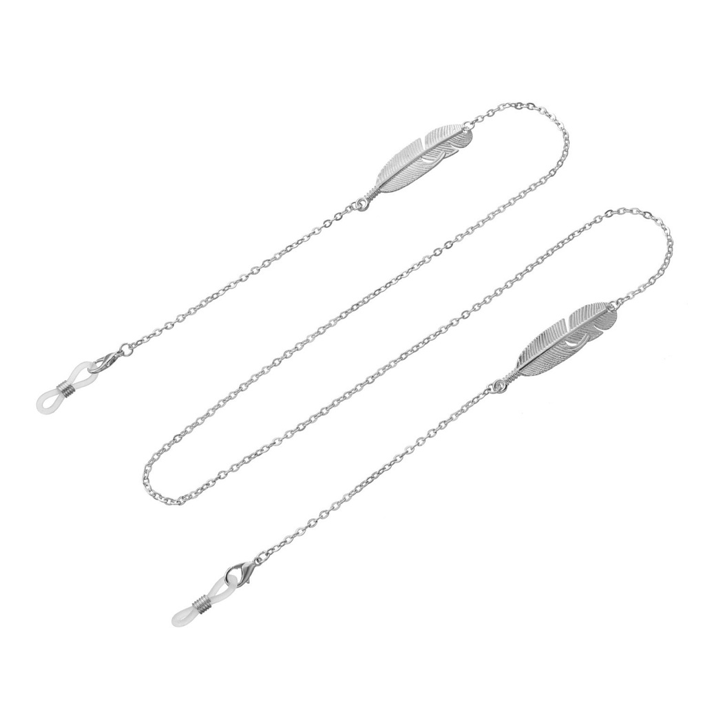 Dây Đeo Kính Mắt Bằng Hợp Kim Kim Loại Phối Lông Vũ Chống Trượt Đa Năng