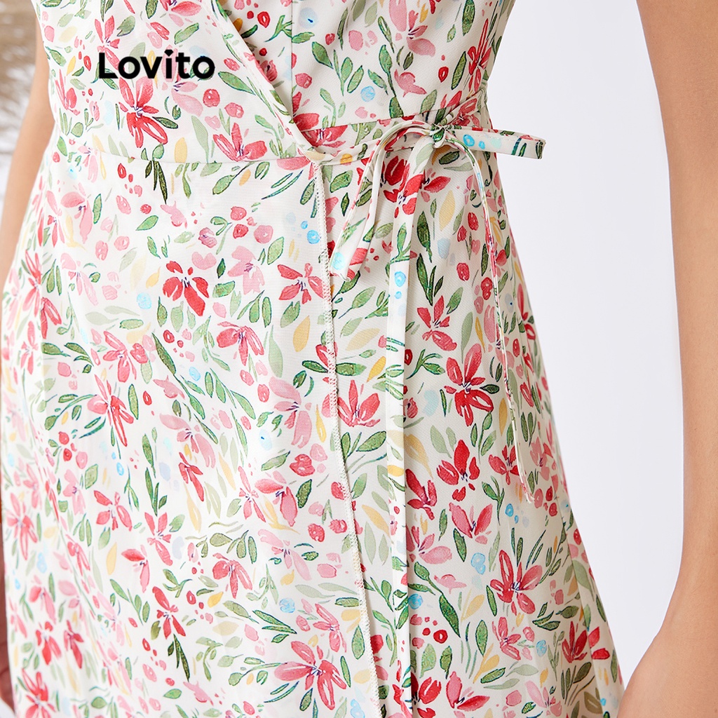 Lovito Đầm Boho Floral Wrap Cổ V L22Ed091 (NhiềU Màu)