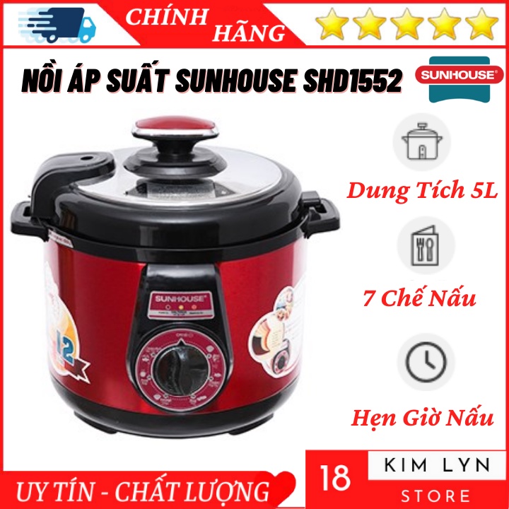 Nồi áp suất - Nồi áp xuất điện đa năng sunhouse, công suất 900W, nấu nhanh chống dính, dung tích 5L - Bảo hành 12 tháng