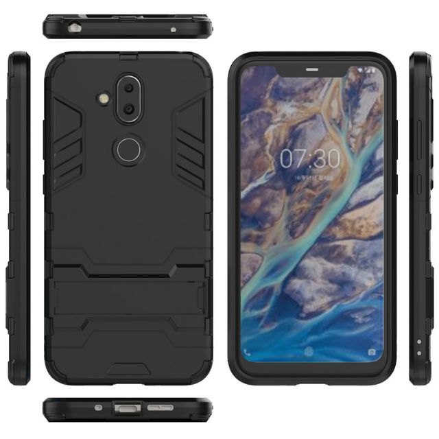 Nokia X7/7.1 Plus, Ốp lưng chống sốc Iron Man 2 lớp, bo viền máy, chân chống lưng tiện lợi