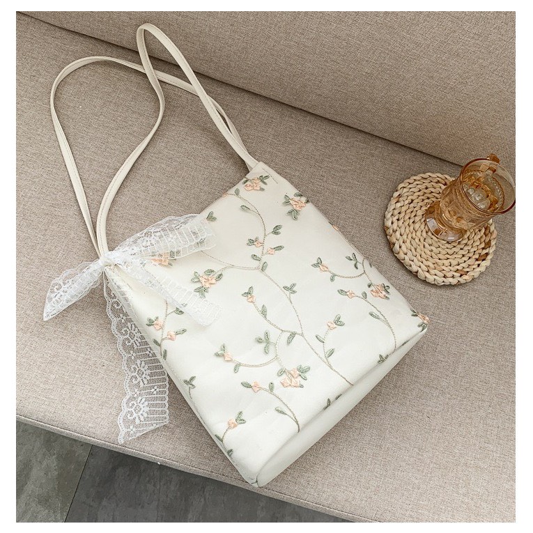 Túi xách nữ/ túi tote MAYT03 thêu hoa xinh xắn Maycorner