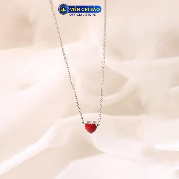 Dây chuyền bạc nữ mặt trái tim đỏ bạc 925 thời trang phụ kiện trang sức nữ thương hiệu Viễn Chí Bảo D400217
