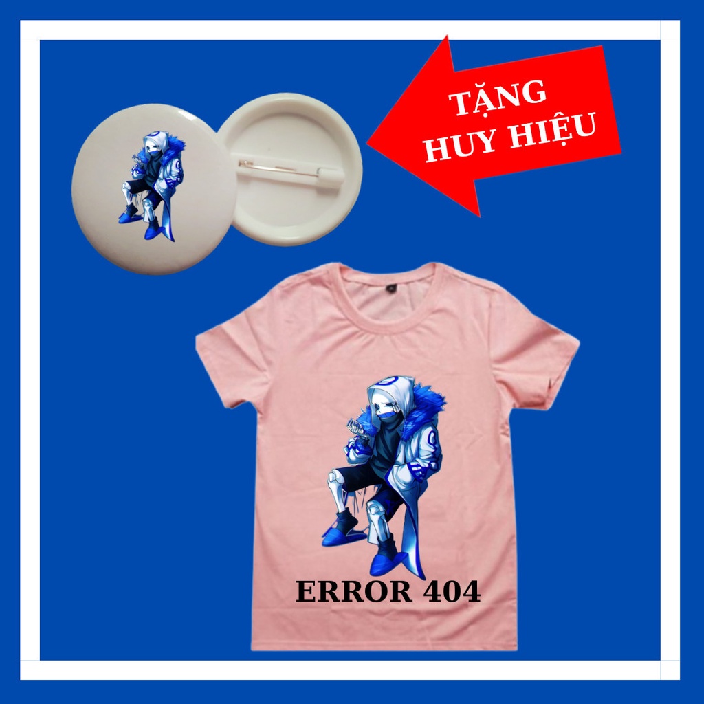 Áo thun Error 404 Sans trẻ em siêu ngầu, đủ size áo từ 10kg đến 90kg, huy hiệu error 404