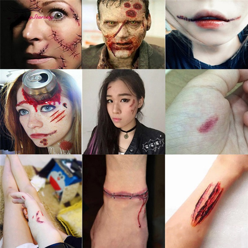 Set 30 sticker dạng hình xăm tạm thời kháng nước chủ đề Halloween độc đáo để hóa trang