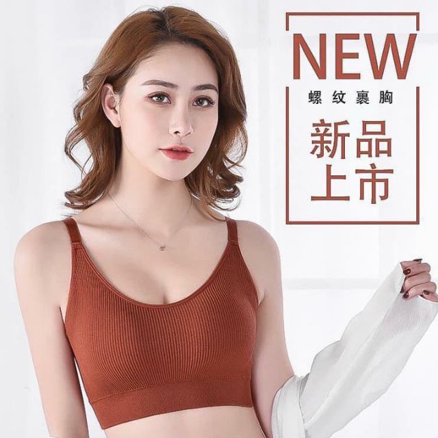 Áo bra gân tăm 2 dây ôm ngực - bra tập gym, yoga, thể thao có đệm ngực 1811