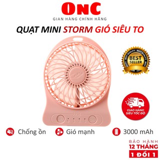 Quạt mini STORM 3000mAh gió mạnh sấy được tóc - Hàng chính hãng - Bảo hành 12 tháng 1 đổi 1