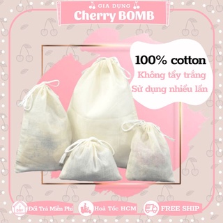 Set 2 Túi Lọc Vải Cotton 100% Không Tẩy Trắng Chuyên Dùng Đun Nấu Trà , Cà Phê Cold Brew , Lọc Gia Vị Nấu Ăn