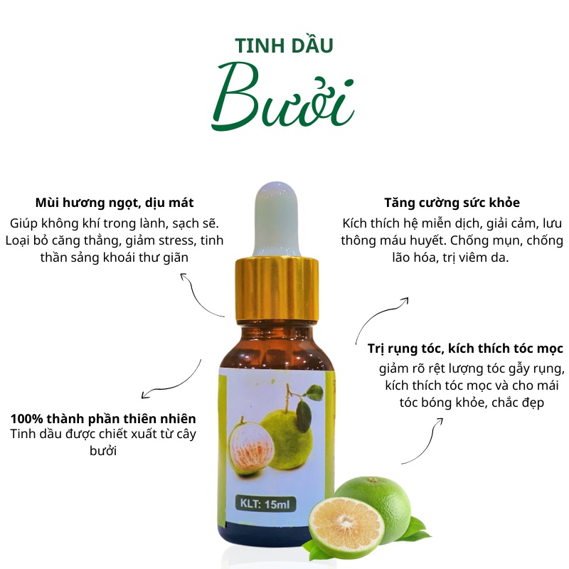 Tinh dầu Bưởi essential oil giúp khử mùi, thơm phòng - 10ml