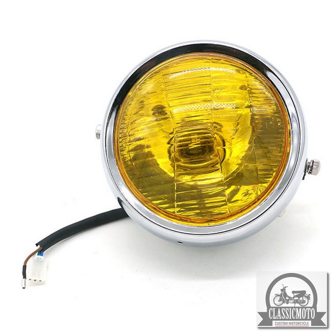 ĐÈN PHA XE MÁY ĐỘ CLASSIC - Đèn Pha Su GN màu mạ inox