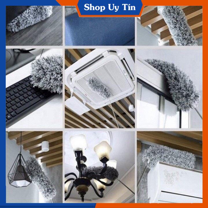 Chổi Quét Trần Bằng Sợi Vải Siêu Nhỏ Cán Inox Dài Cao Cấp, Đầu Chổi Linh Hoạt - Chổi quét bụi đa năng rút xoay 360 độ