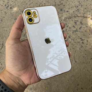 Ốp lưng iphone viền mạ vàng, bảo vệ camera