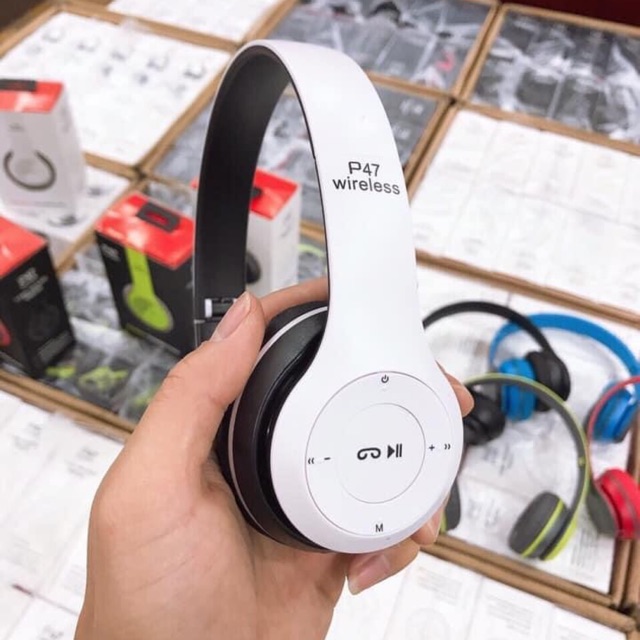 Tai nghe bluetooth P47 giá chỉ 179k tặng kèm 1 tai nghe có dây 50k