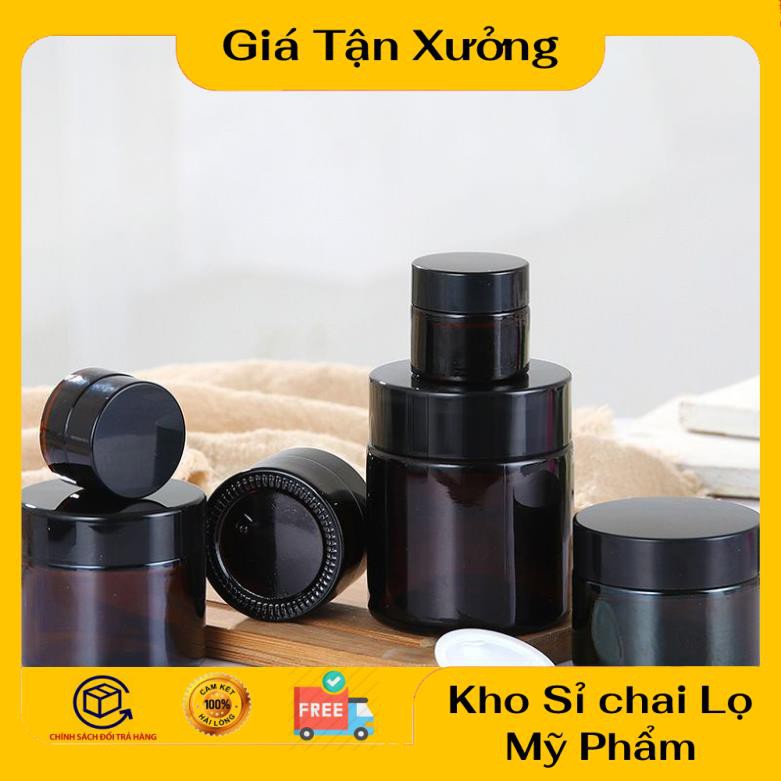 Hũ Chiết Mỹ Phẩm ❤ TRÙM SỈ ❤ [100gram] Hũ đựng kem Thủy tinh Nâu chiết mỹ phẩm , phụ kiện du lịch