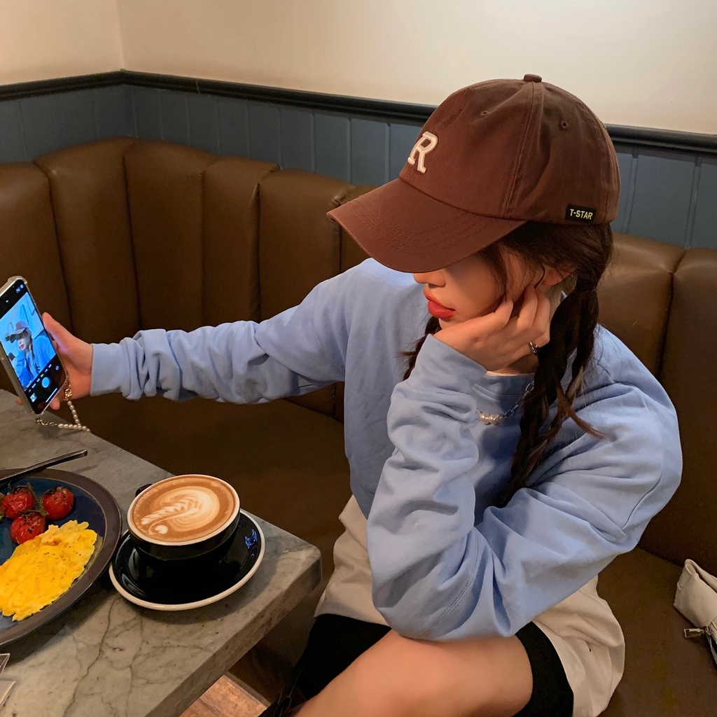 Mũ Lưỡi Trai Thêu Chữ R Phong Cách Hàn Quốc Cho Nữ