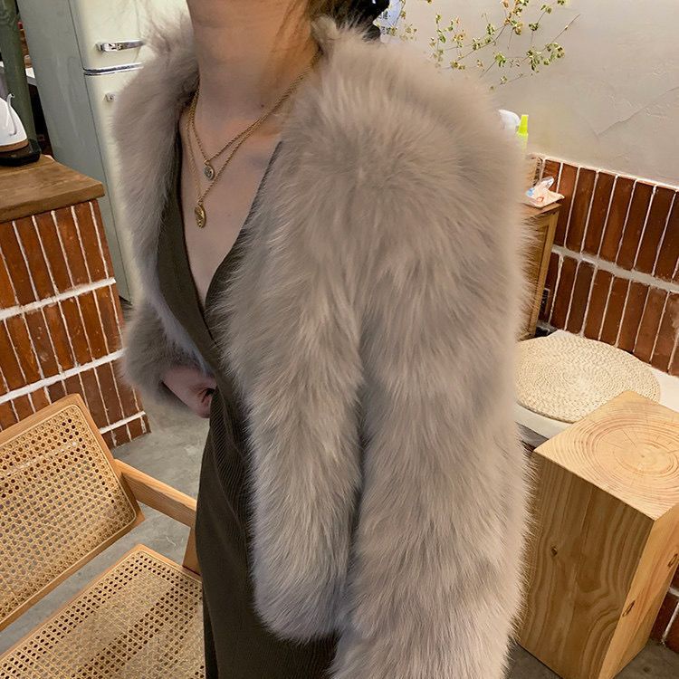 Imitation fox fur coat women's short style fashionable autumn and winter new fur coat all kinds of thin and cotton coat