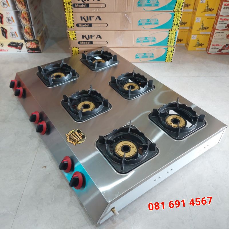 Bếp khè bế công nghiệp 6 lò khè siêu mạnh tùy chỉnh