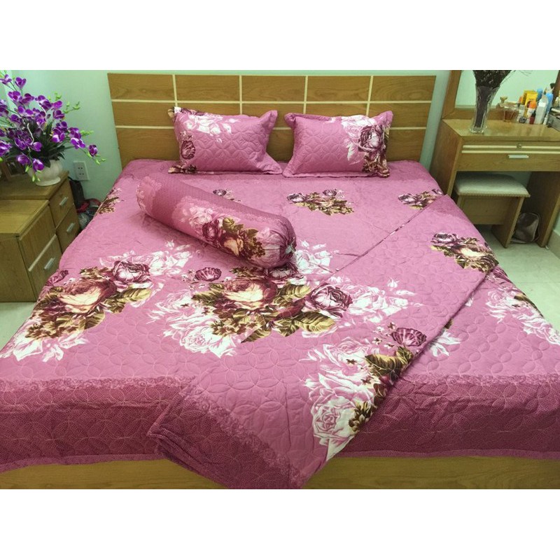 Set chăn drap gối 5 món Cotton Poly hoa văn nhiều mẫu 1m6x2mx10cm /1m8x2mx10cm